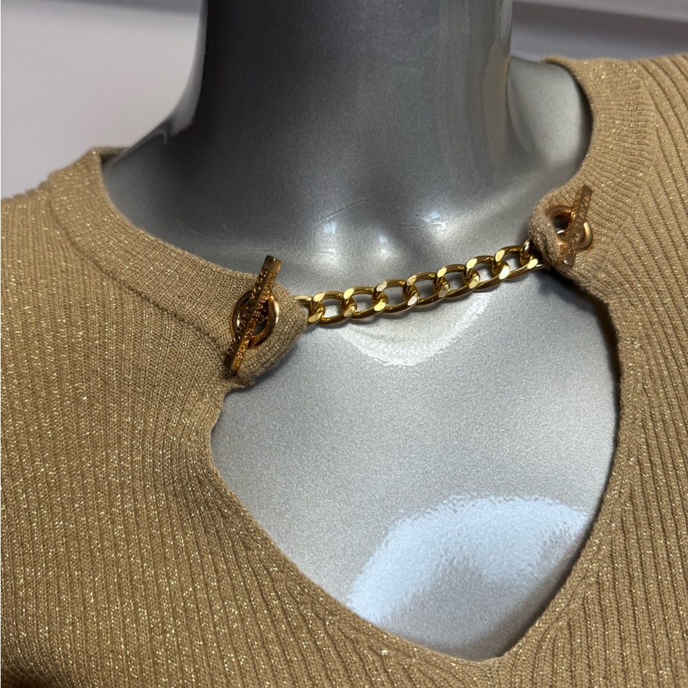 ❌SOLD❌ MK Gold Shimmer Sweater - Picture 2 of 3